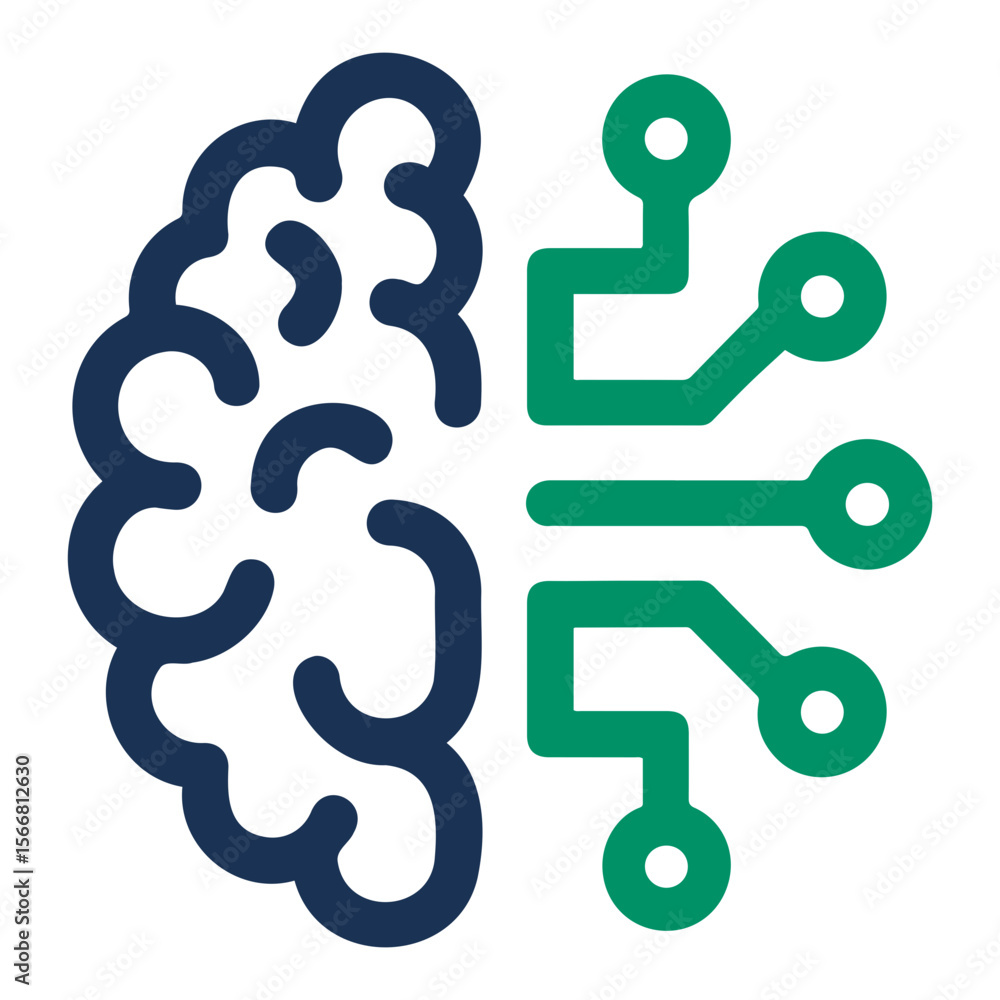 Poster illustration of a brain with a circuit board representing artificial intelligence concept