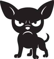 Silhouette of angry cartoon chihuahua dog head illustration on white