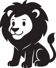 Outlined cartoon lion silhouette illustration isolated on white background