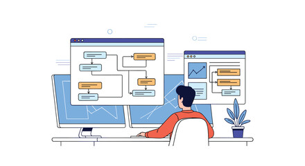 Naklejka premium Visualizing business processes using flowcharts and diagrams for enhanced understanding and operational efficiency