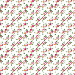 Seamless Pattern of Pink Floral Design on a White Background