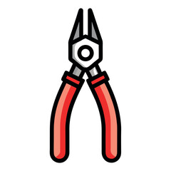 Pliers Icon – Simple Flat Line Vector Illustration – Minimalist Hand Tool Symbol for Repair Graphics, Hardware Design, DIY Projects, Construction Tools, and Maintenance-Themed Projects