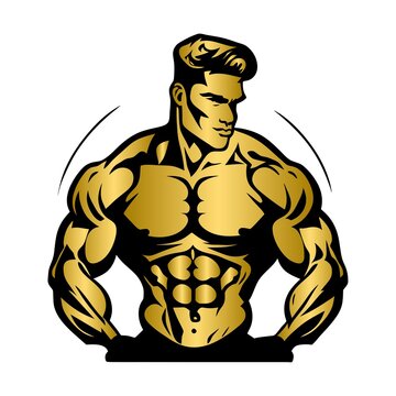 Bold Gym Fitness Logos with Muscular Icons and Weightlifting Symbols