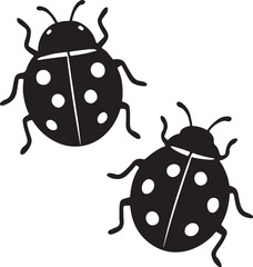 Ladybug cartoon silhouette design in outlined cute style isolated on white background