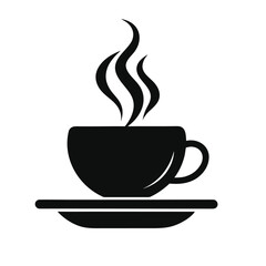 Black Coffee Cup with Smoke Vector Silhouette