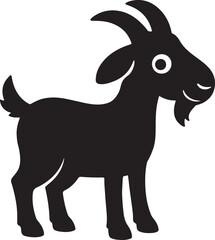 Goat cartoon character silhouette standing in friendly pose on white background