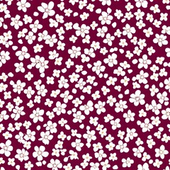 Seamless vector floral pattern with hearts, a retro pink flower wallpaper design, cherry blossom