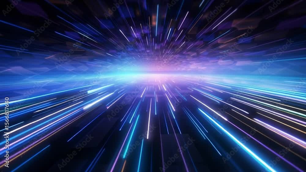 Poster Cosmic Voyage: A vibrant display of light streaks through the cosmos, offering a captivating representation of speed and technological advancement.