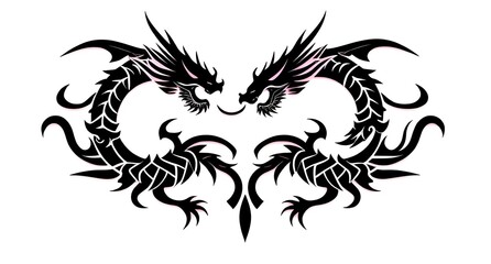 Fototapeta premium dragon tattoo design on white background