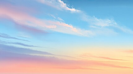 Obraz premium Soft pastel sunset sky with wispy clouds