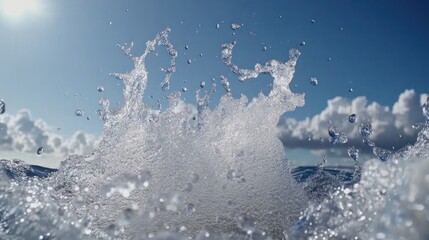 Ocean wave splash against bright sky