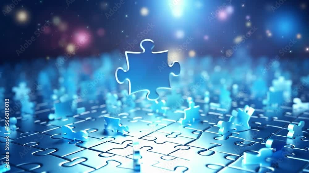 Poster problem-solving in the digital age: a vibrant and illuminating depiction of individual puzzle piece 