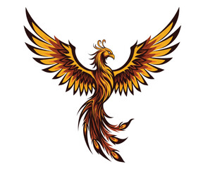 Majestic Phoenix Logo Design – Firebird Vector, Mythical Flame Bird, Spiritual Rebirth Symbol, Tribal Tattoo Art, Rising from Ashes Icon