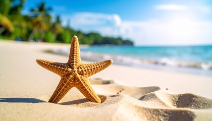 Tropical Starfish on Sandy Shore