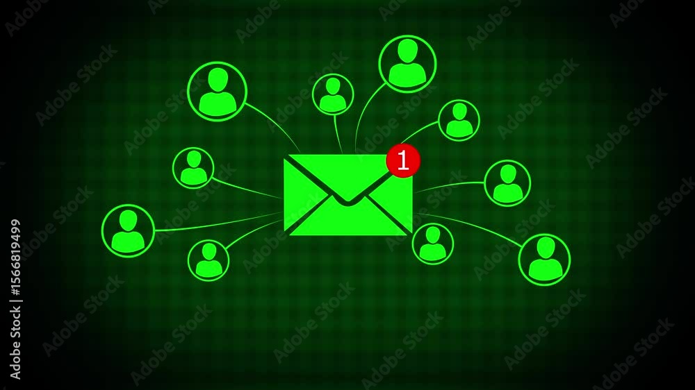 Poster email notification and network communication concept digital envelope icon with a red alert symbol r
