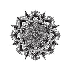 Intricate Black and White Mandala Vector Art