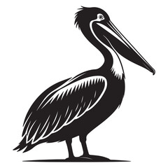 Silhouette black louisiana pelican icon vector illustration design