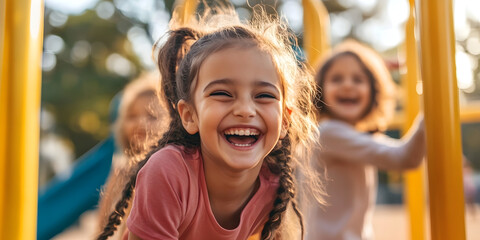 Happy Kids Image, Playground Fun Photo, Cheerful Girls Digital Download, Children Laughing Image, Playtime Excitement Photo, Joyful Kids