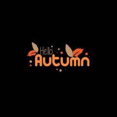 Autumn sale round banner. fall ad circle shape with liquid form at the center and text offer a sign—red, orange abstract leaves in simple flat paper cut style.
