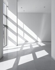 Obraz premium Interior view of a white room with window light and shadow