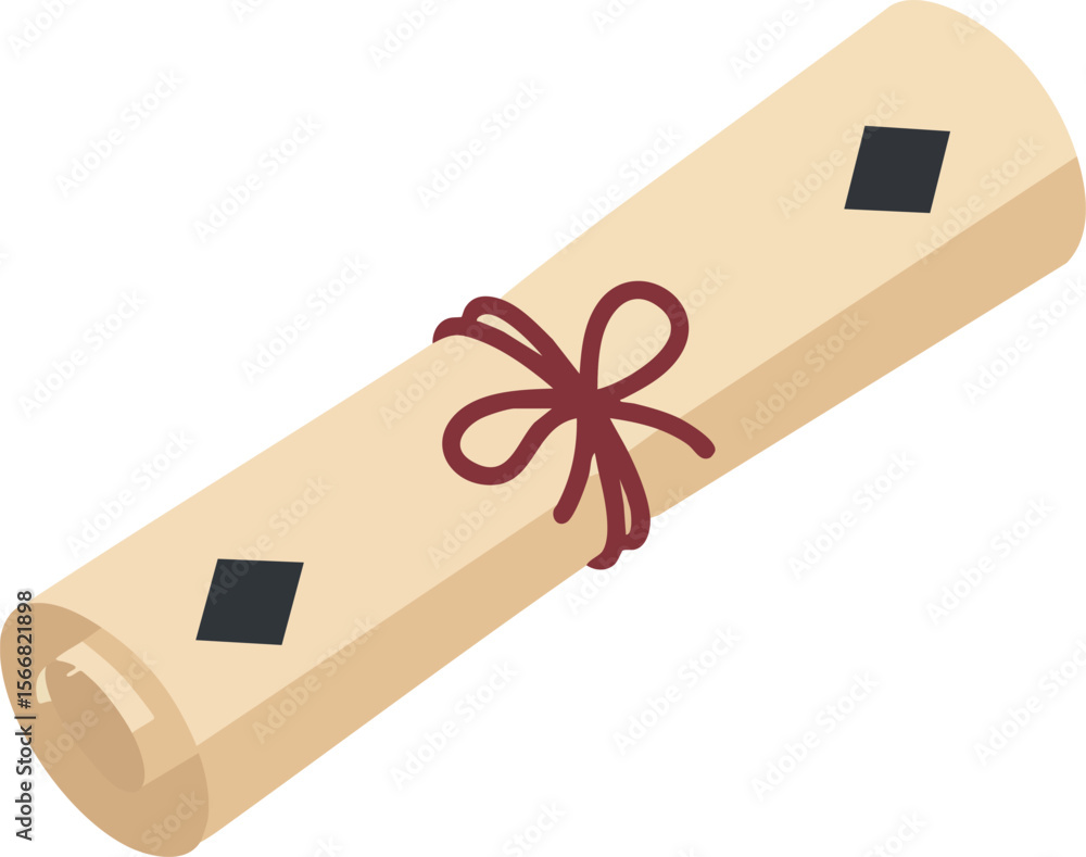 Poster rolled parchment scroll tied with red string vector illustration simple design