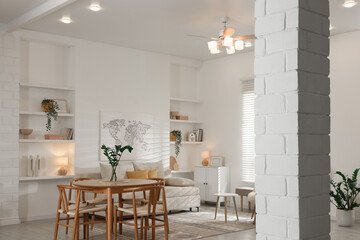Beautiful furniture and decor in cozy living room. Interior design