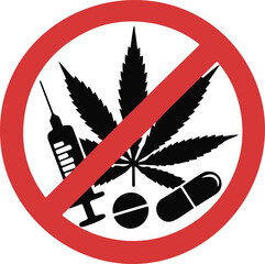 No drugs sign. Vector illustration. Isolated.