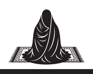 Hijab on Prayer Mat Silhouette &ndash; Islamic Identity Vector