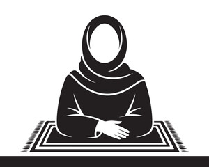 Hijab on Prayer Mat Silhouette &ndash; Islamic Identity Vector