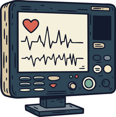 Heartbeat monitor medical device showing pulse and heart rate signals vector illustration for healthcare and cardiology concepts