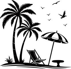 vector illustration of a tropical beach