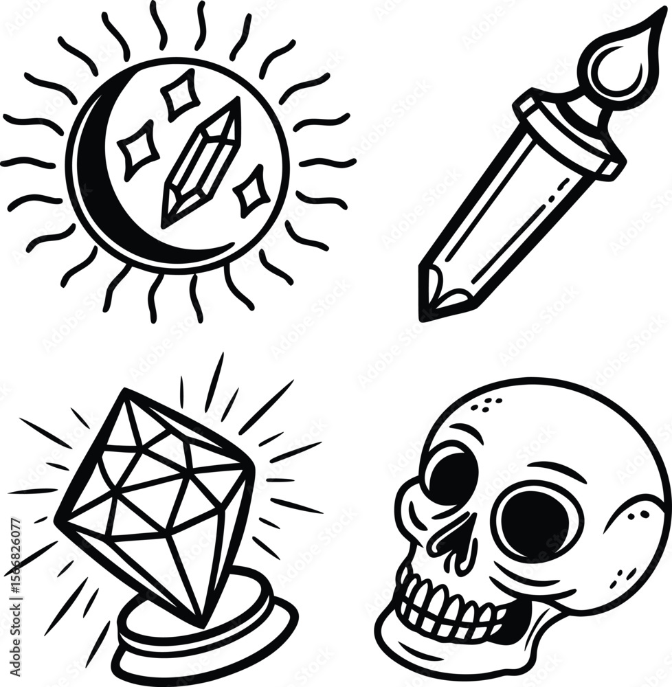 Poster skull and crossbones symbol icon set with vector black danger signs for web design