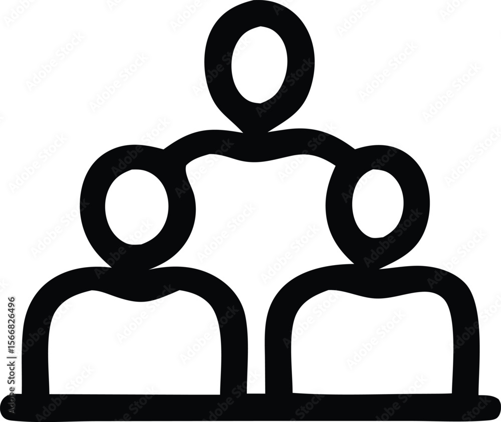 Poster simple black outline icon representing a hierarchical structure with a leader above two subordinates