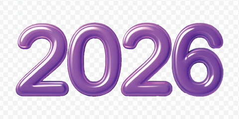 abstract 3d 2026 text made in different color style isolated on transparent background