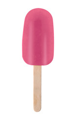Yummy pink ice cream on white background