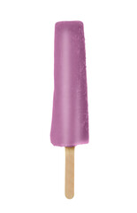 Yummy violet ice cream on white background