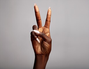 black hand making peace sign