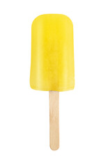 Yummy yellow ice cream on white background
