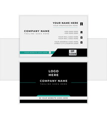 Simple Business Card design. Clean professional business card template. modern creative business card. luxury decoration art. logo and Qr code. stationary design. Vector illustration print template.
 