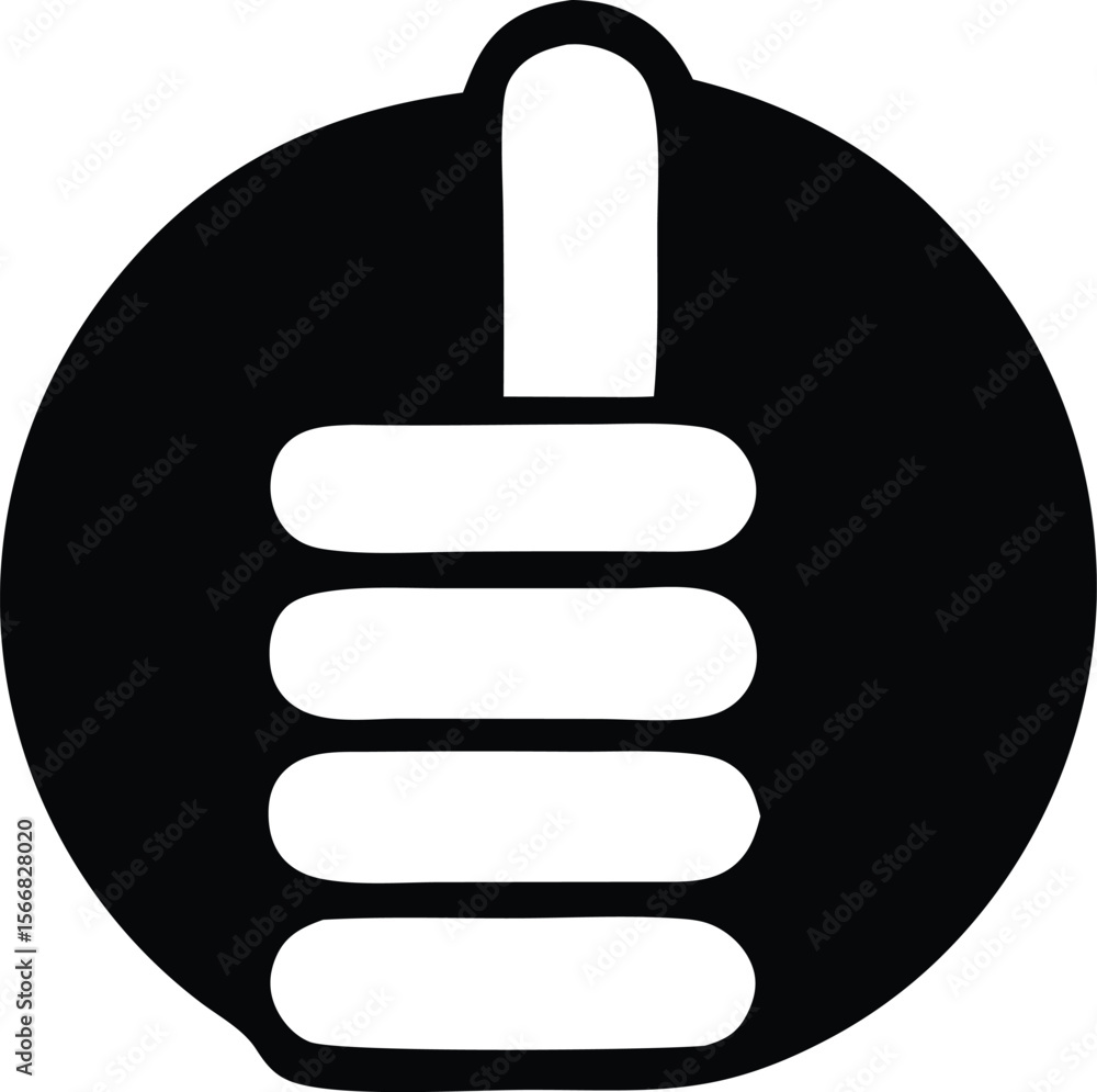 Poster stylized black and white icon featuring a rounded thumbs up gesture within a circular outline symbol