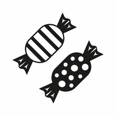 Black and White Sweet Candy Icon silhouette Vector Illustration.