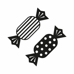 Black and White Sweet Candy Icon silhouette Vector Illustration.