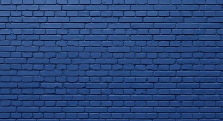 A close-up view of a painted blue brick wall, showing the regular pattern of bricks.