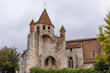 Church of Notre Dame de l'Assomption dominating Auvillar skyline in Tarn et Garonne, France
