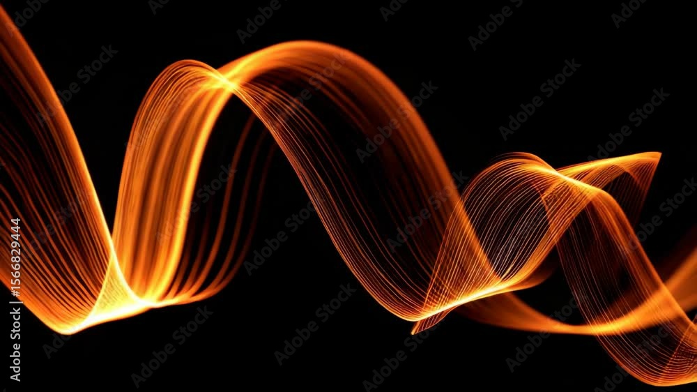 Poster dynamic orange light wave patterns creating abstract visual motion