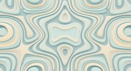 Fototapeta premium Abstract pastel design featuring swirling, layered shapes in calming blue and beige tones.