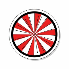 Circular Red and White Striped Wheel Graphic Design.