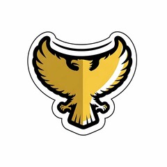 Golden Eagle Emblem Symmetrical Design with Bold Black Outline on White.