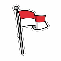 Indonesian Flag Sticker Vibrant Red and White National Symbol on a Pole.