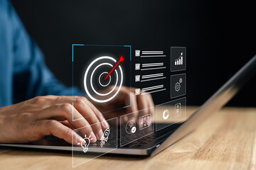 Business planning and digital marketing management with goal targeting, checklist strategy,...